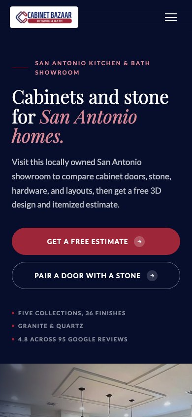 The new homepage on a phone
