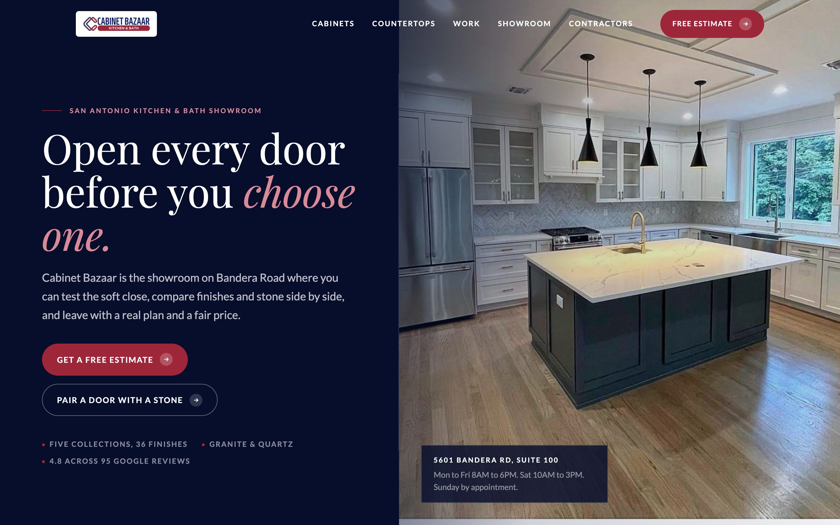 The new Cabinet Bazaar homepage concept