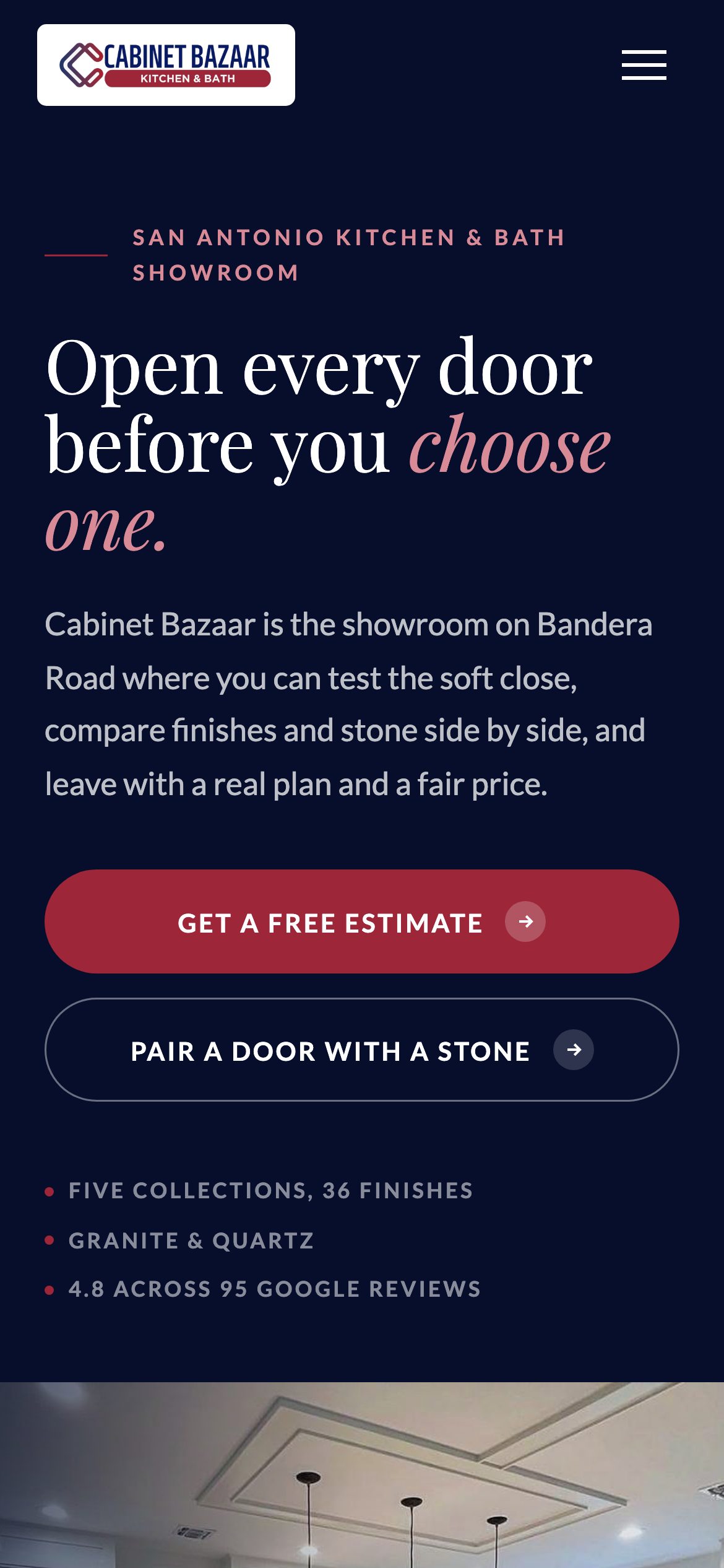 The new homepage on a phone